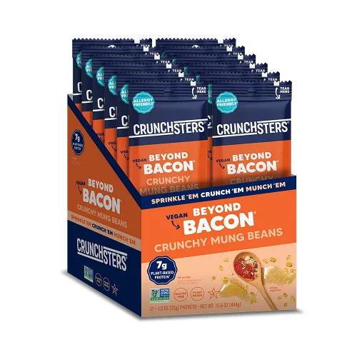 Crunchsters Frijoles Mung crujientes, proteína a base de plantas, superbocadillo y aderezo para ensalada, sin gluten, sin nueces, vegano, 0.23 oz de