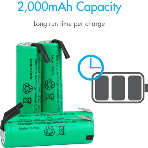 Miniatura 3 de Tenergy AA 1.2V NiMH 2000mAh Pilas AA recargables con parte superior plana con pestañas, paquete de 10