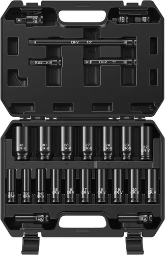 Miniatura 8 de Aloanes Juego de llaves de impacto de 3/8 pulgadas, 64 piezas SAE profundo y poco profundo (5/16"-1") y métrico (0.236 in-0.945 in), llave