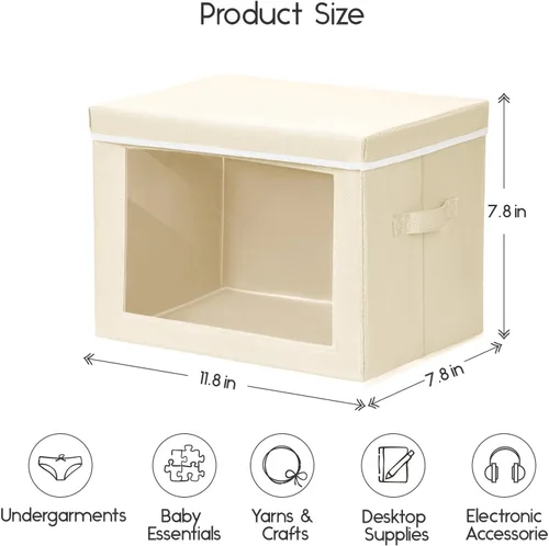 Miniatura 2 de Homsorout Contenedores de almacenamiento con tapas, organizadores pequeños de tela con ventana, contenedores de almacenamiento plegables para ropa