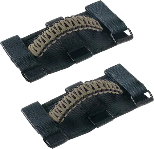 Miniatura 10 de Savadicar Paquete de 4 Asas de Agarre de Barra Enrollable Compatible con 1955-2023 Jeep Wrangler CJ YJ TJ JK JL 4XE & Gladiator JT, Soporte de Negro