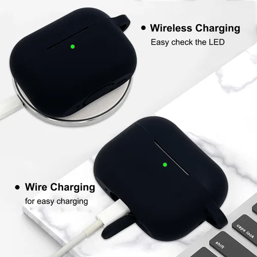 Miniatura 5 de Funda compatible con Airpods Pro de 2ª generación 2022, funda protectora de silicona suave con llavero de pulsera para Apple Airpods Pro 2 funda