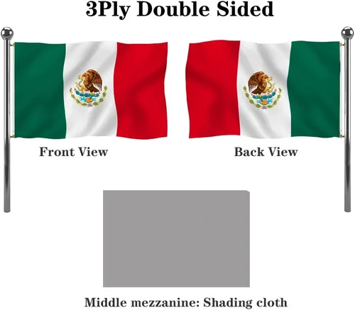 Miniatura 2 de Jayus Banderas de México de doble cara de 3 x 5 pies para exteriores, colores vivos, resistentes, 100% poliéster, bandera nacional mexicana MX con 2