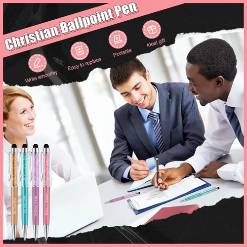 Miniatura 6 de BBTO 12 bolígrafos cristianos con versículo bíblico con purpurina a granel para mujeres, regalos de agradecimiento de graduación, iglesia