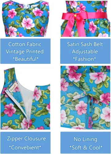 Miniatura 241 de Vestido de verano para niña, de algodón, con diseño floral