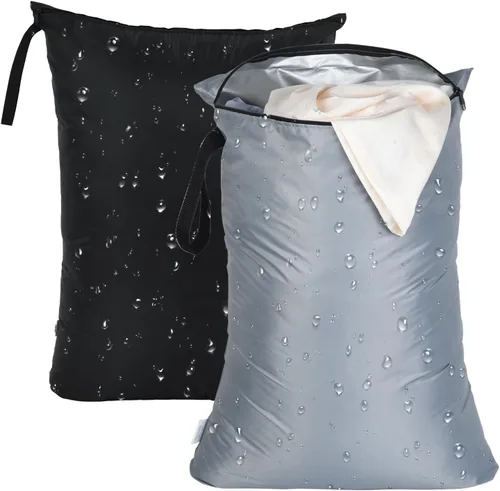 Miniatura 10 de OTraki 2 piezas Bolsa grande húmeda 20x24 pulgadas Bolsa impermeable para traje de baño Bolsa húmeda seca reutilizable con asa portátil y cremallera