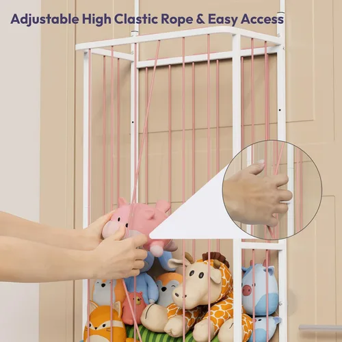 Miniatura 4 de SWTYMIKI Almacenamiento de animales de peluche colgantes, organizador grande de juguetes de peluche, montado en la pared o en esquina