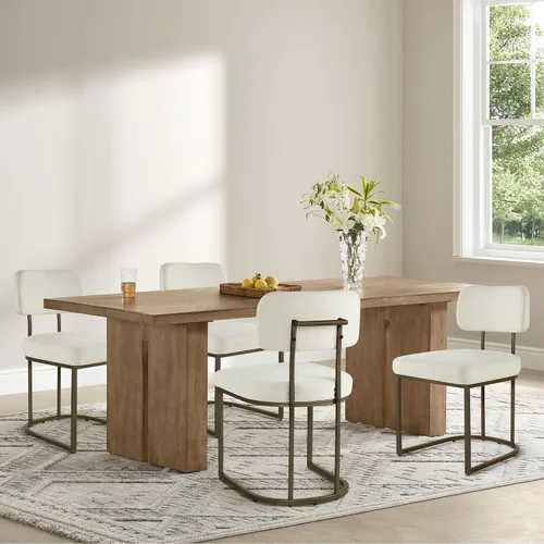 Miniatura 7 de KISLOT Juego de 2 sillas de comedor, sillas de cocina modernas tapizadas con respaldo ergonómico, cojín de tela y patas de metal curvas de dibujo