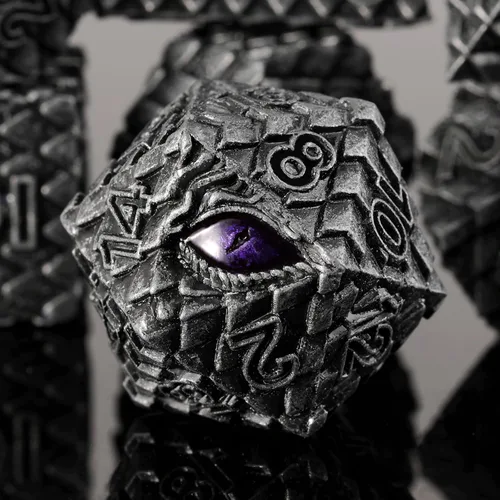 Miniatura 16 de 1 dado de metal D20 DND – Dados poliédricos gigantes metálicos de 20 caras, dados grandes de 1.378 in de ojo de dragón para juego de mesa