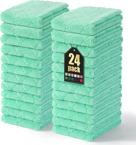 Miniatura 55 de Homaxy - Paquete de 12 trapos de cocina (10 x 10 pulgadas, morado), de terciopelo coral, supersuaves y absorbentes, de secado rápido, paño