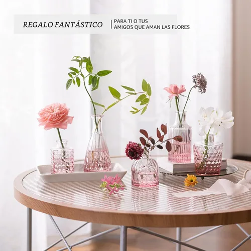 Miniatura 5 de SUPMIND Juego de 12 Jarrones de Cristal para Capullos, Pequeño Jarrón de Flores para Centros de Mesa, Jarrones Rosados para Capullos al Por Mayor