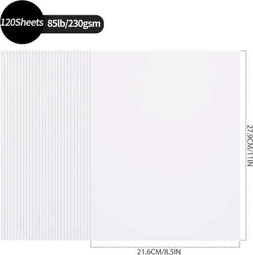 Miniatura 2 de PAP03WH - 120 hojas de cartulina blanca de 8.5 x 11 pulgadas, tamaño carta, papel grueso de 230 gsm/85 libras, papel grueso para álbumes