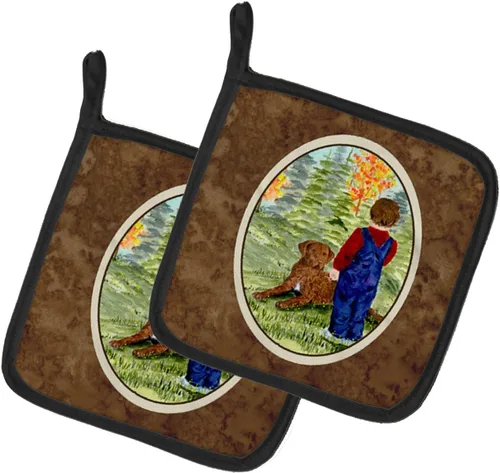 Miniatura 239 de Caroline's Treasures SS8617PTHD - Juego de soportes para ollas de cocina resistentes al calor, almohadillas calientes para horno para cocinar, Husky