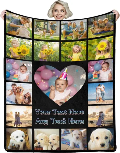 Artsadd Manta personalizada con foto, mantas personalizadas para papá y abuelo, regalos del Día del Padre, manta conmemorativa para la familia,