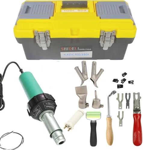Go2Home - Kit de soldador de plástico de 1600 W, pistola de soldadura de aire caliente, juego completo de herramientas de mano con antorcha de mano