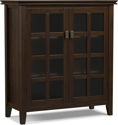 Miniatura 12 de SIMPLIHOME Armario de almacenamiento artesanal, gabinete de almacenamiento bajo de madera maciza de 30 pulgadas de ancho en marrón miel, gabinete