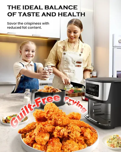 Miniatura 5 de Nuwave Brio Plus - Freidora de aire 6 en 1, gran capacidad de 7 cuartos de galón, control preciso de temperatura de 50 °F a 400 °F, antiadherente