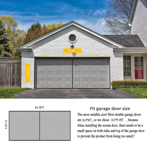 Miniatura 2 de LIAMST Pantalla para puerta de garaje de 16 x 9 pies, 2 puertas de garaje de automóvil, pantalla de puerta de fibra de vidrio reforzada, imanes