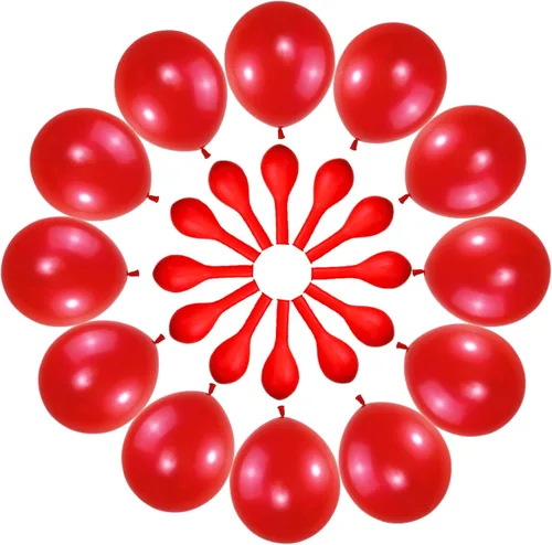 Miniatura 2 de Paquete de 120 globos de color rojo perla, globos brillantes de látex rojo real de 12 pulgadas para cumpleaños, boda, baby shower, Halloween.