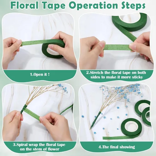 Miniatura 4 de Paxcoo Kit de herramientas de cinta floral y arreglo de alambre floral con cinta verde, alambre floral, alfiler de flores de boutonniere, cortador