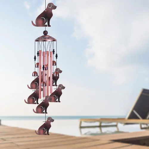 Miniatura 5 de Campanillas de viento de jardín para gatos al aire libre y en interiores - con 4 tubos, 6 campanas, 7 gatos, atrapaventos de gatos móviles