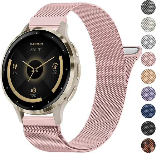 Miniatura 8 de 18mm Bandas de metal para Garmin Venu 3S / Venu 4 41mm / Venu 2S / Vivoactive 4S / Vivomove 3S / Forerunner 265s Correas de reloj, Correa de muñeca