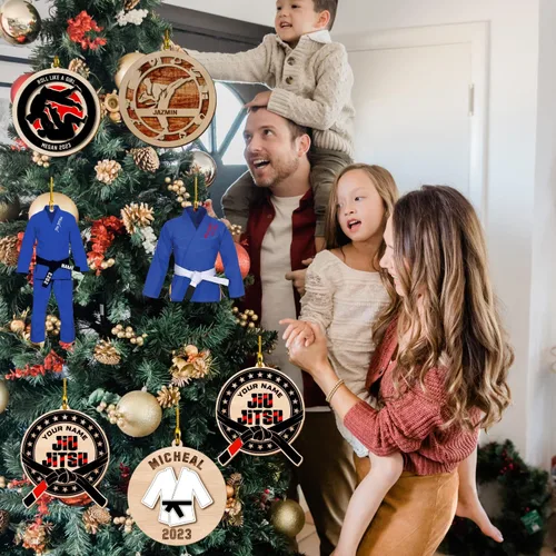 Miniatura 6 de Adorno de Jiu Jitsu personalizado, regalo para Navidad 2025, hombres y mujeres, equipo de Jiu Jitsu, adornos de Jiu Jitsu brasileño para Navidad