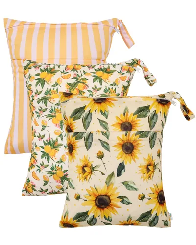 Miniatura 27 de babygoal Bolsas para artículos húmedos y secos, paquete de 3, bolsas de viaje reutilizables impermeables para trajes de baño, pañales de tela
