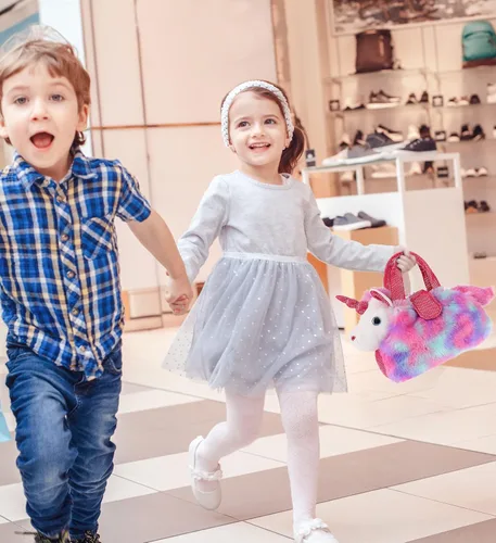 Miniatura 2 de DolliBu Bolso de peluche de unicornio morado para mascotas - Lindo bolso de unicornio para niñas, Rosado