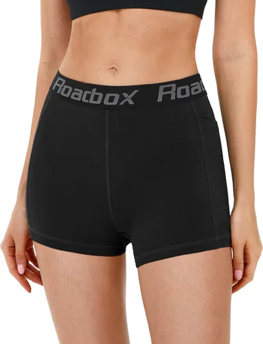 Miniatura 2 de Roadbox Pantalones cortos de compresión de elastano para mujer, pantalones cortos de voleibol de 3"5" con bolsillosin bolsillo, secado rápido