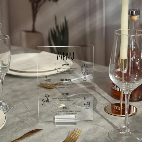 Miniatura 3 de UNIQOOO Paquete de 20 letreros acrílicos transparentes en blanco – Signos de números de mesa de 5 x 7 pulgadas, letreros de boda, tarjeta y letrero
