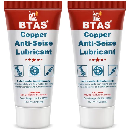 BTAS Lubricante Antiagarre Grasa de Cobre Alta Temperatura Nunca se Agarra para Roscas de Bujías Pernos 1 oz 2 Piezas