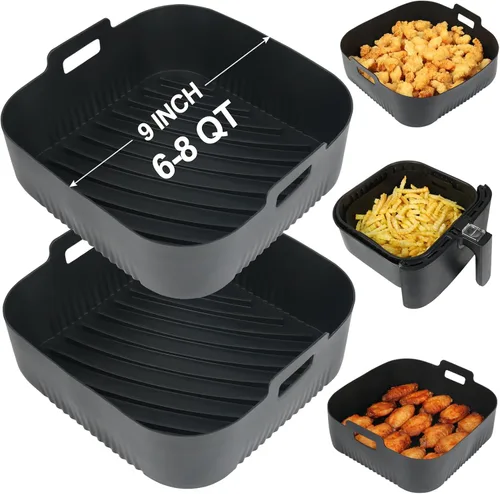Miniatura 7 de BYKITCHEN Forros de silicona para freidora de aire para Ninja Air Fryer Pro 5 QT AF141, Ninja AG301, Cosori 5QT/6QT y otros de 4.5-6.5 QT, forros