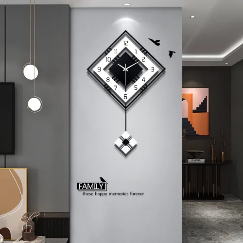 Reloj de pared moderno para decoración de sala de estar, péndulo, grande, silencioso, grande, reloj de pared para dormitorio, color blanco y negro,
