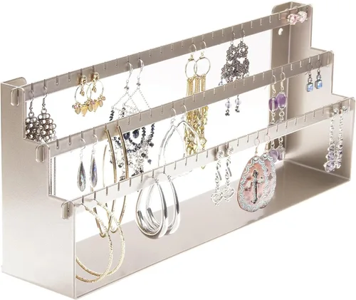 Miniatura 14 de Angelynn's Luka - Organizador de aretes montado en la pared, solo para aretes pequeños, aretes colgantes de poste, estante colgante de Bronce frotado
