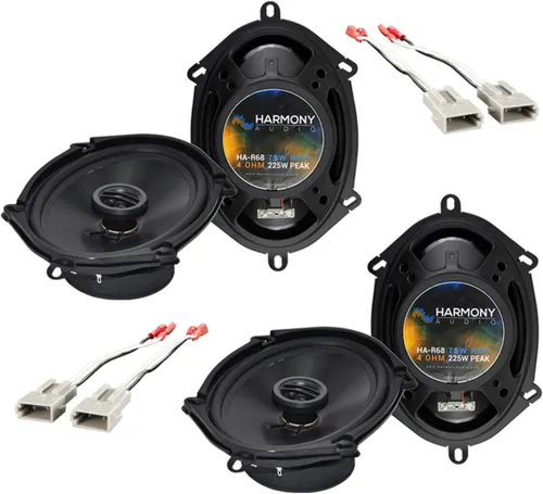 Harmony Audio Paquete compatible con Ford Mustang 1999-2004 (2) HA-R68 5x7 6x8 Paquete de actualización de repuesto de altavoz de fábrica de 225 W