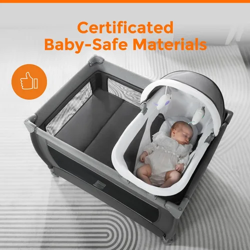 Miniatura 6 de Pamo Babe Playard Magic Fold - Corralito plegable para bebé, corralito portátil, centro para bebé con moisés para recién nacidos, moisés para Gris