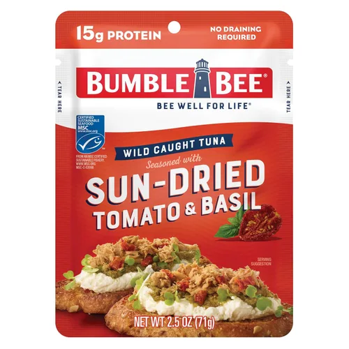 Miniatura 39 de Bumble Bee - Atún sazonado con hierbas y especias mediterráneas, sobre de 71 g - Listo para comer - Paquete de atún capturado de forma salvaje - 14
