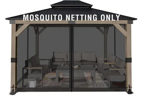 Miniatura 10 de Aoodor Mosquitera Universal para Gazebo de 10 x 10 pies, 4 Paneles Laterales de Repuesto con Cremalleras Dobles para Patio, Patio Trasero, Terraza