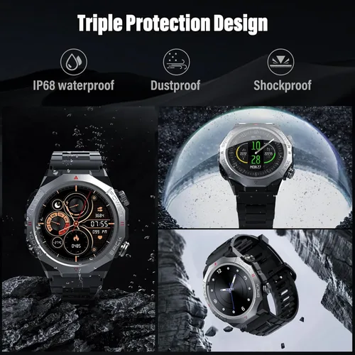 Miniatura 6 de Relojes inteligentes militares para hombres (respuestahacer llamadas), reloj de fitness HD de 1.39 pulgadas, monitor de sueño de frecuencia cardíaca