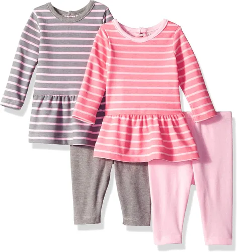 Hanes Baby-Girls Ultimate Baby Flexy Dress Set - 2 vestidos de manga larga con 2 leggings