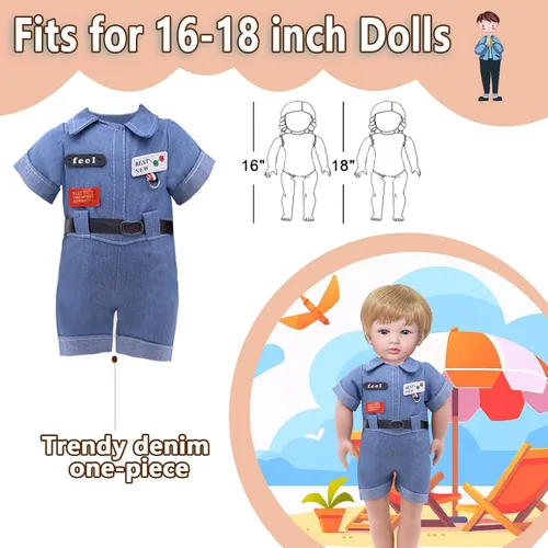 Miniatura 5 de Ropa de muñeca de 16 pulgadas para niño, ropa casual, chaqueta a cuadros, pantalones, trajes deportivos con trajes de esmoquin para accesorios