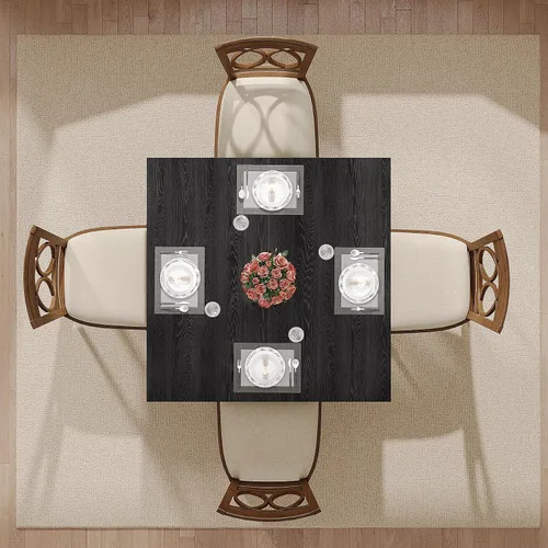 Miniatura 3 de Tribesigns Mesa de comedor de madera, mesa de cocina moderna para comedor, sala de estar, 2-4 personas, mesa de comedor cuadrada con patas