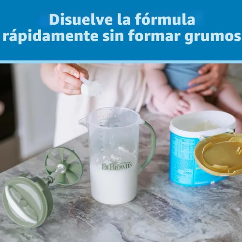Miniatura 2 de Jarra mezcladora de fórmula para bebés de Dr. Brown's con tapón ajustable, tapa con cierre y boquilla antigoteo, 32oz, libre de BPA, azul