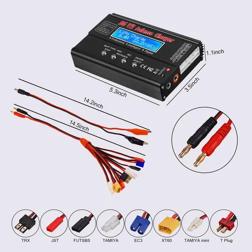 Miniatura 4 de LiPo Cargador de Batería Balance RC Cargador de Batería Descargador para 1S-6S LiPo/Li-Fe/Li-ion 1S-15S NiMH/NiCD Paquetes Cargadores de Batería RC