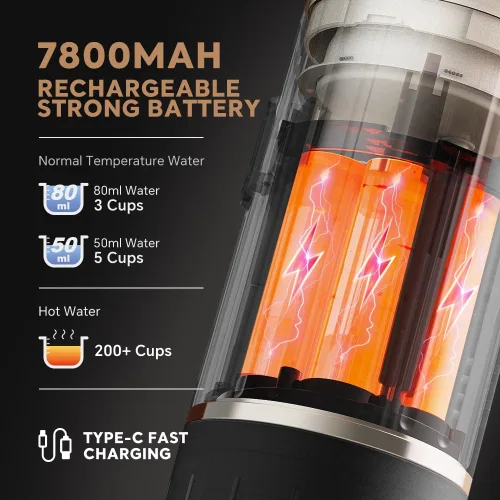 Miniatura 2 de Máquina de café espresso portátil para viajes, carga USB-C, cafetera eléctrica autocalentable, mini cafetera de 19 bar sobre la marcha