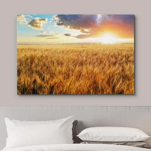 Miniatura 3 de Impresiones en lienzo para pared, hermoso paisaje/paisaje, puesta de sol sobre campo de trigo, arte moderno para decoración del hogar/arte de pared