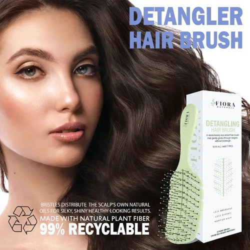 Miniatura 6 de Fiora Naturals - Cepillo desenredante 100% ecológico con cerdas ultrasuaves que se deslizan a través de los enredos con facilidad, para cabello Verde