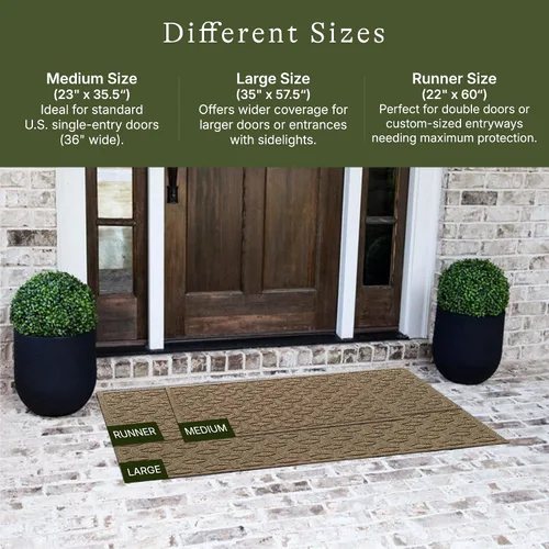 Miniatura 2 de Bungalow Flooring Waterhog - Tapete para puerta, de 3 x 5 pies, fabricado en Estados Unidos, duradero y decorativo, antideslizante, caqui/camel