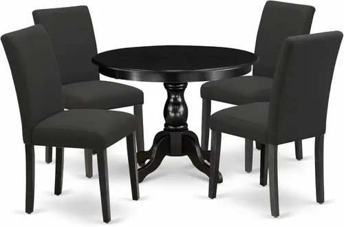 Miniatura 16 de East West Furniture HBAB3-ABK-24 Hartland - Juego de habitación de 3 piezas que contiene una mesa de comedor redonda con pedestal y sillas tapizadas